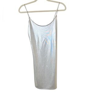 Forever 21 Medium Shiny Silver Mini Dress